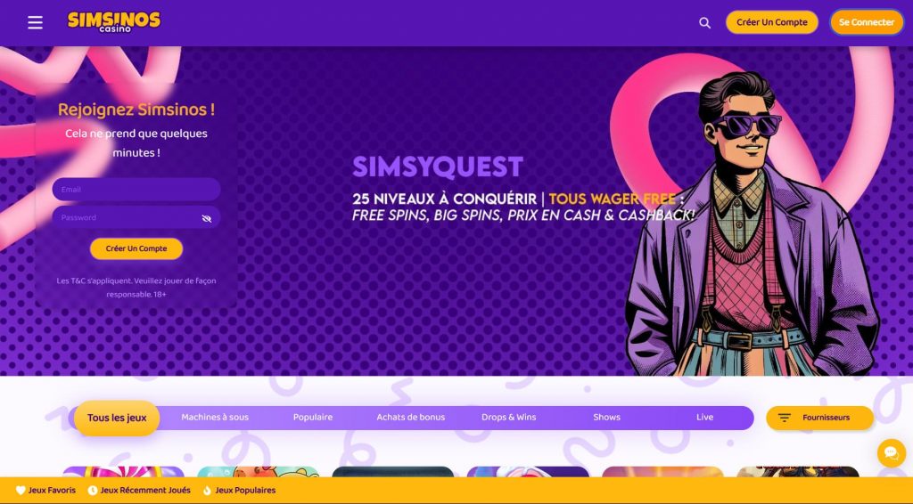 Jeux en ligne Simsinos Casino